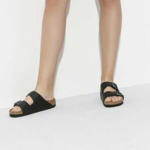 BIRKENSTOCK ARIZONA OILED LEATHER SANDALS IN BLACK 40 9 reg/ wide fit